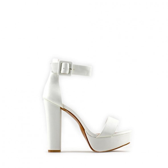 Sandalia Tacón Ancho Plataforma Efecto PU Sandalia Tacón Ancho Plataforma Efecto PU
